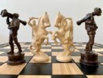 Wooden Chess pieces "Armed Forces of Ukraine" + "Cossacks" Black patina | Beige color - Image 6
