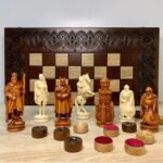 Wooden Folding Chess Set 3-in-1: Chess, Checkers and Backgammon