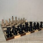 Classic wooden chess set with board and pieces