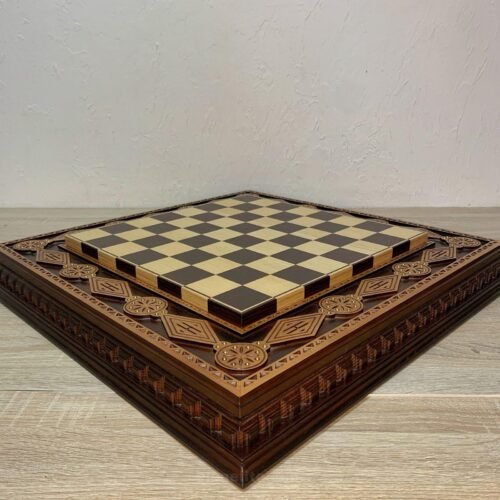 Handmade ash wood chess board with natural grain