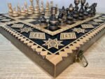 Wooden Chess set: Folding Board "Star of Life" with Velvet-lined Storage + pieces "Classic Deluxe" - Image 4