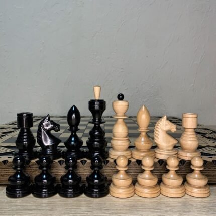 Wooden Chess pieces "Classic Luxe" Black | Beige color