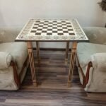 Wooden Chess Table "Waves of Aspiration" Light color