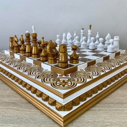 Wooden Chess Set: Glossy Chess board "Royal" + Glossy pieces "Classic Luxe"