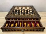Chess Set: Chess Board “The Art of a Winner” with 2 Drawers and Cells for Storing each Chess piece + Pieces "Elegant Classic" Super glossy finish - Image 5