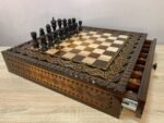 Chess Set: Chess Board “The Art of a Winner” with 2 Drawers and Cells for Storing each Chess piece + Pieces "Elegant Classic" Super glossy finish - Image 8