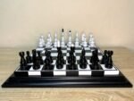 Wooden Chess Set: Board "Black & White" + glossy pieces "Elite" - Image 4