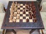 Wooden Chess set: Chess table "Waves of Aspiration" + chess pieces "Staunton" - Image 3