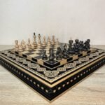 Premium classic wooden chess board with full piece set