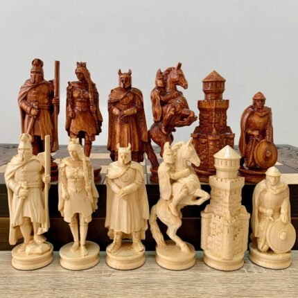 Wooden Chess pieces "Knight" Reddish brown | Beige color