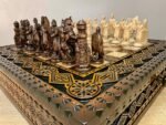 Chess Set: Chess Board “The Art of a Winner” with 2 Drawers and Cells for Storing each Chess piece + Pieces "Cossacks" / "Knights" Super glossy finish - Image 3