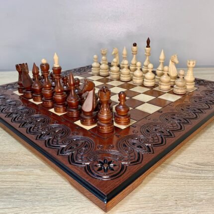Wooden Chess set: Chess Board + chess pieces "Elite"