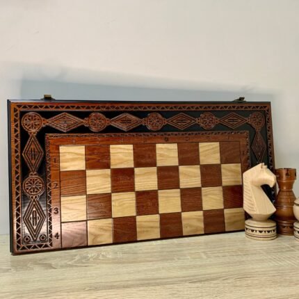 Folding Chess Board with Soft Velvet Storage for Chess Pieces