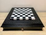 Wooden Chess Board "Black&White" Board with Storage Two Drawers for pieces - Image 5