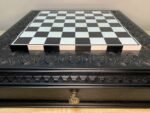 Wooden Chess Board "Black&White" Board with Storage Two Drawers for pieces - Image 6