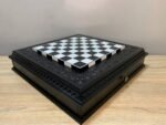 Wooden Chess Board "Black&White" Board with Storage Two Drawers for pieces - Image 2