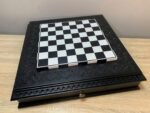 Wooden Chess Board "Black&White" Board with Storage Two Drawers for pieces - Image 9