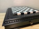 Wooden Chess Board "Black&White" Board with Storage Two Drawers for pieces - Image 4