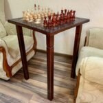 Wooden Chess set: Classic Chess Table + glossy chess pieces "Elite"