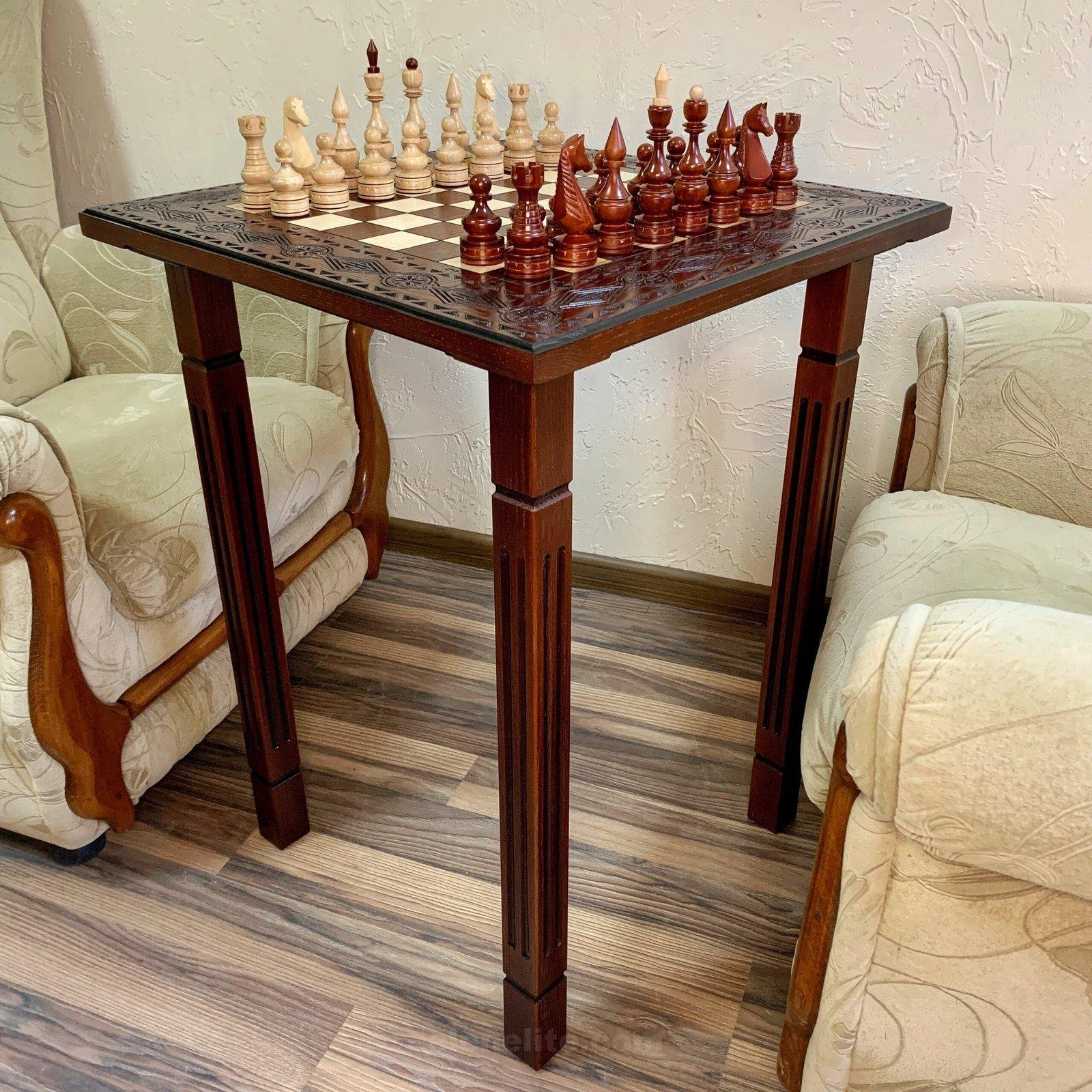 il_fullxfull.5834221377_nyyj-scaled-1.jpg Wooden Chess set: Classic Chess Table + glossy chess pieces "Elite" - Image 1