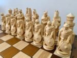 Wooden Chess pieces "Knight" Reddish brown | Beige color - Image 9
