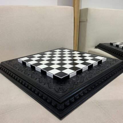 Chess board "Black & White" Ash wood, Handmade, Wood Carving