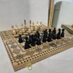 Chess set: Wooden Folding Board "Star of Life" with Velvet-lined Storage + pieces "Elite"