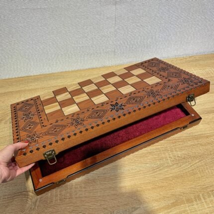 Folding Chess Board “Star of Life” with soft Storage for chess pieces