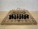 Chess set: Wooden Folding Board "Star of Life" with Velvet-lined Storage + pieces "Elite" - Image 3
