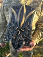 Ukrainian Trident, engraving"Glory to Ukraine/AFU" from ash wood with Black patina,Coat of arms of Ukraine,wooden Wall decor,Trizub for gift - Image 6