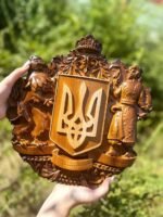 Wooden wall Decor Coat of arms of Ukraine - Symbols of Ukraine, Large sizes, Trident. Ukrainian gift, wood-carving from solid ash wood - Image 7