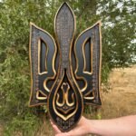 Wall decor, wooden panel Coat of arms of Ukraine, Trident. Ukrainian Tryzub. Handmade wood carving, Folk Art, Gift for Boss, Dad, Brother - Image 4