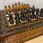 Chess Set: Chess Board “The Art of a Winner” with 2 Drawers and Cells for Storing each Chess piece + Pieces "Elegant Classic" Super glossy finish
