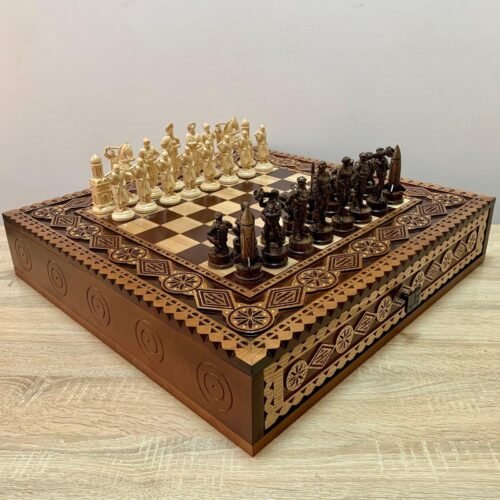 Collector chess set with storage board and pieces Cossacks