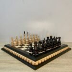 Classic wooden chess set handcrafted from natural ash wood