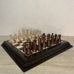 Classic wooden chess set with handmade board and pieces