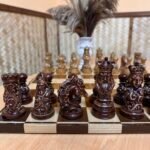 Wooden Chess pieces "Royal Filigree" slavic style with ornamental detailing - Image 4