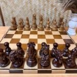 Wooden Chess pieces "Royal Filigree" slavic style with ornamental detailing - Image 7