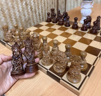 Chess set "Royal Feligree" : Chess board ombre + chess pieces "Classic" slavic style