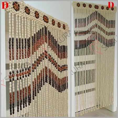 handcrafted eco curtain with natural wood beads