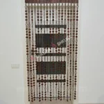 Handmade wooden curtain “Rings & Rhombs” - Beaded divider for doors or windows - Image 3