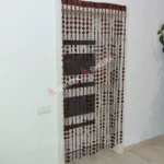 Handmade wooden curtain “Rings & Rhombs” - Beaded divider for doors or windows - Image 4