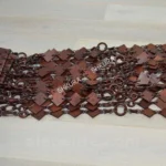 Handmade wooden curtain “Rings & Rhombs” - Beaded divider for doors or windows - Image 5