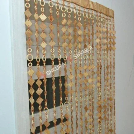 Door Curtain "Rhombus + Rings" – Wooden beads, Beech wood & Eco-friendly home decor
