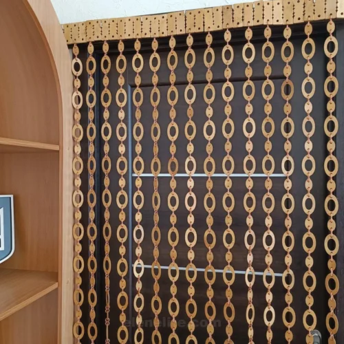 natural bead texture wooden curtain craft detail