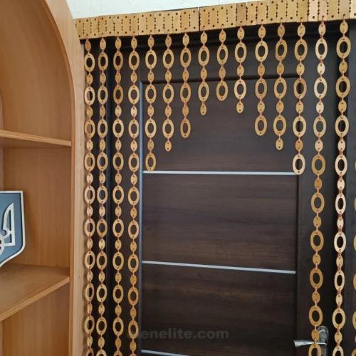 wood bead craftsmanship detail of handmade divider