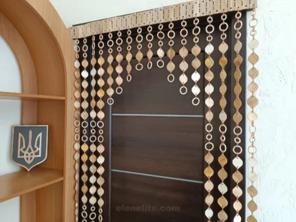 Wooden Curtain “Leaves” – Natural slice design, Handmade decor for windows & rooms
