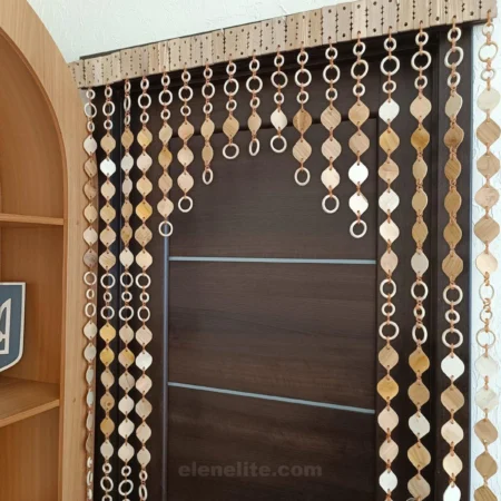 interior design with handmade wooden bead divider