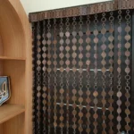 handmade wooden curtain creating relaxed home space