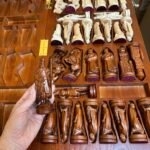 Chess Set: Folding Chess Board with Storage for Each Chess Piece + pieces "Knights"